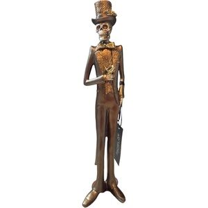 Rachel Zoe 17” Halloween Metallic skeleton Groom Formal Dapper Goth
